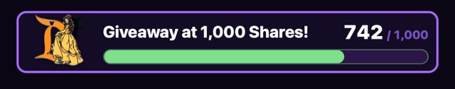 Share Challenge goal bar with a prize picture and the live share count